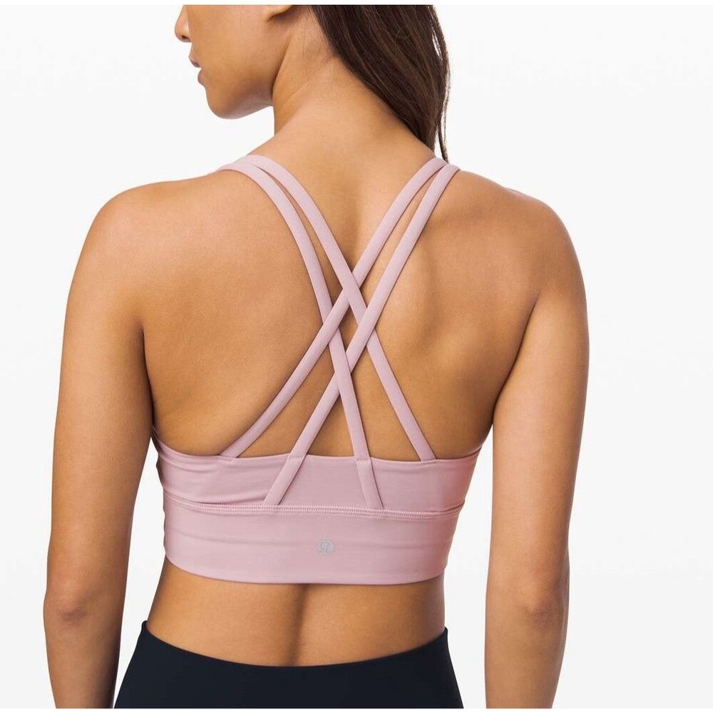 Lululemon Energy Bra Long Line Smoky Blush Pink Luxtreme Sport Bra Size 4